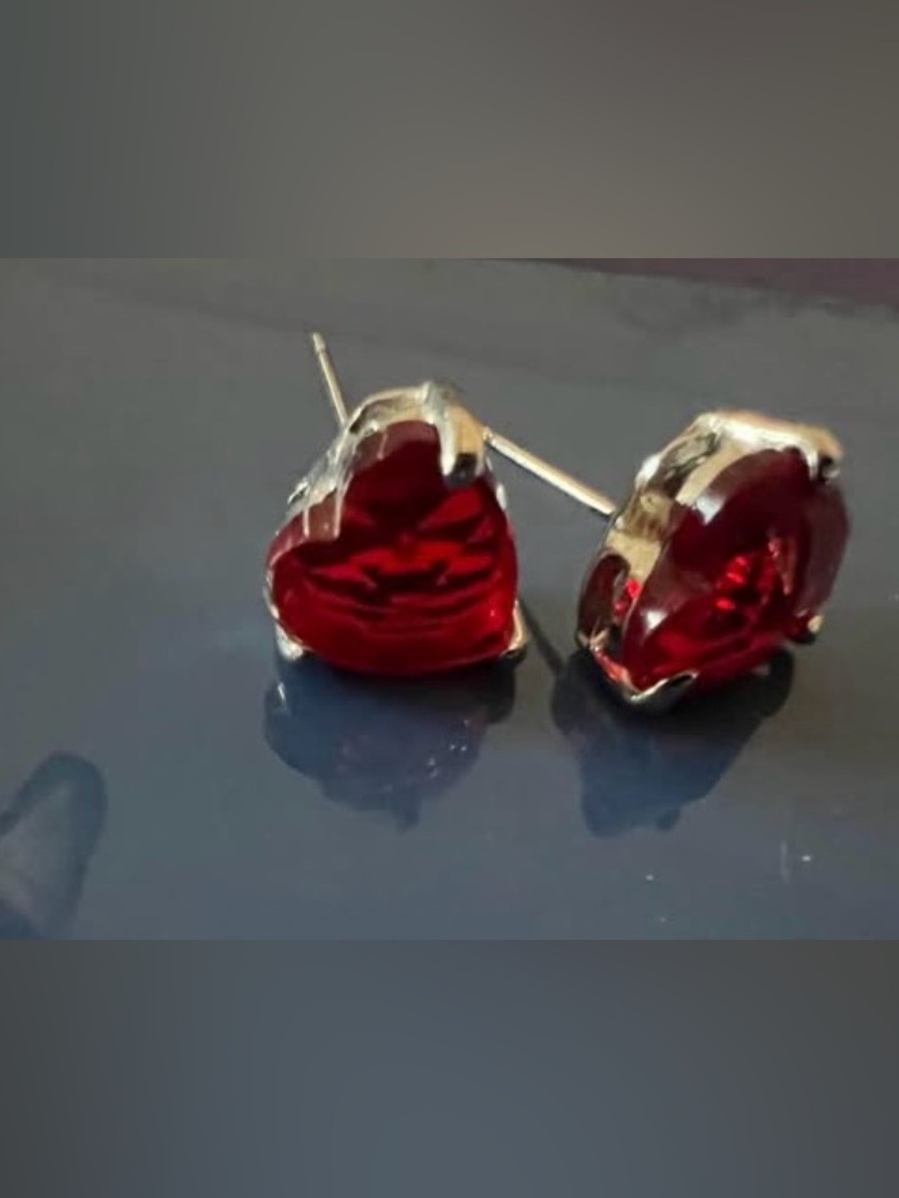 Ruby Heart Earrings